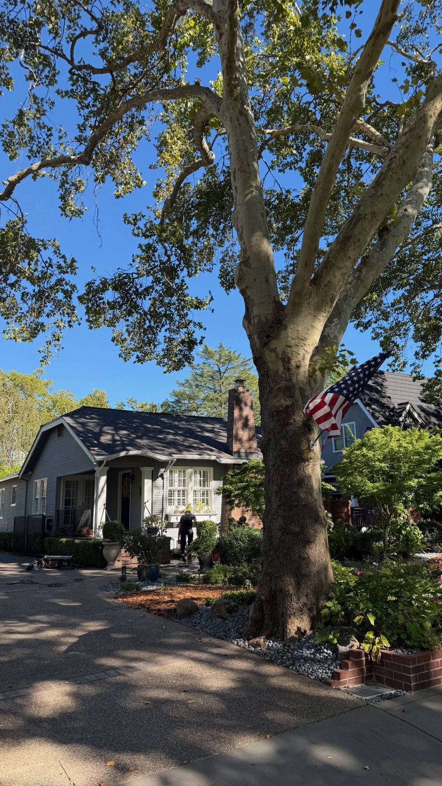 Window cleaning near an exterior HVAC unit